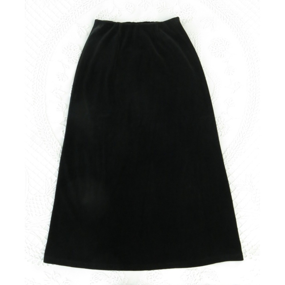 Hanna Andersson Black Cotton Velvet Maxi Skirt Women's Small Stretch A Line